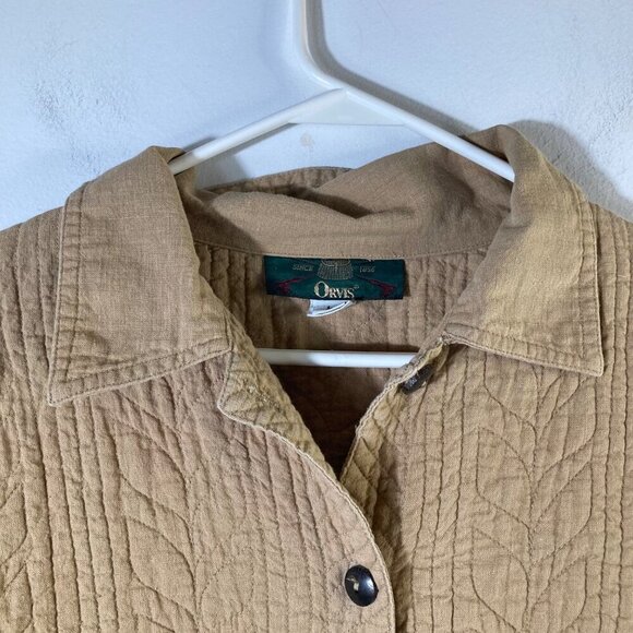 Womens Vintage Orvis Quilted Chore Jacket Tan L Cotton - Picture 4 of 9